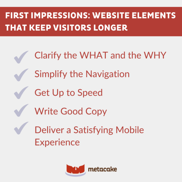 Graphic #2: THE KEY INGREDIENTS FOR MAKING A GOOD FIRST IMPRESSION WITH YOUR WEBSITE