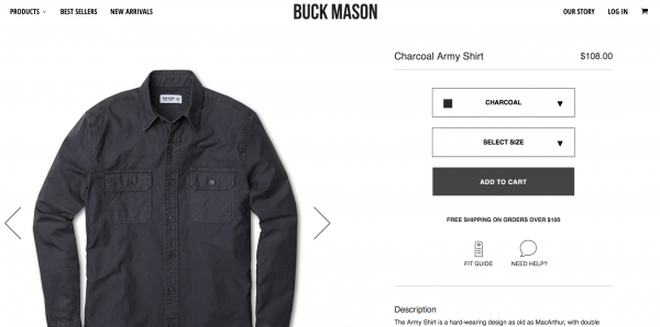 Buck Mason Product Page