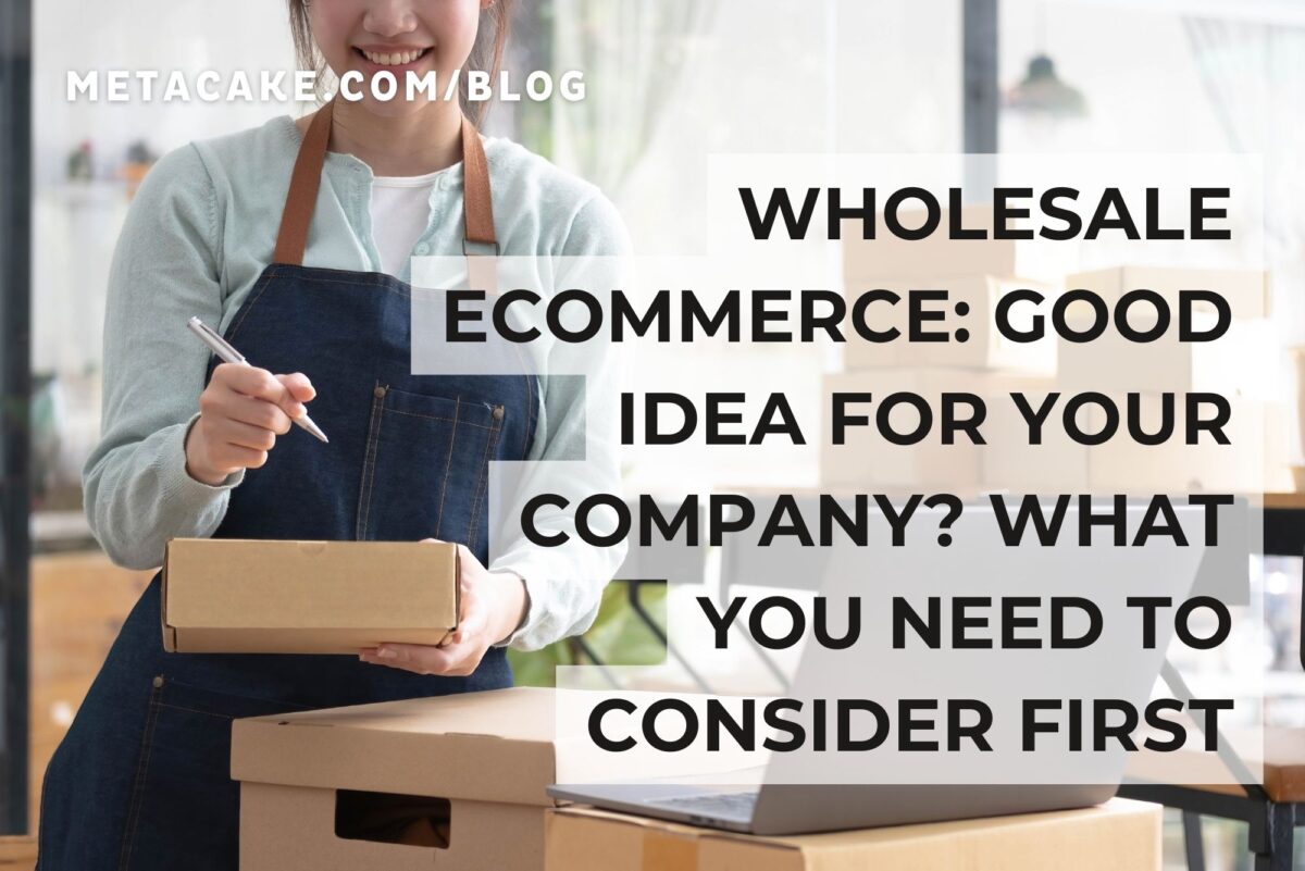 A business owner with a box is deciding if wholesale ecommerce is a good idea for their company.