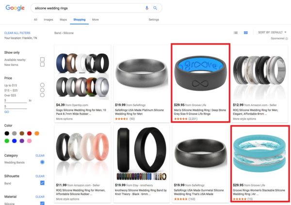 Example Google Shopping Listing
