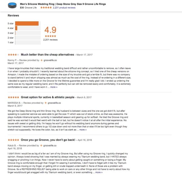 Example of reviews on a Google Shopping Product Listing