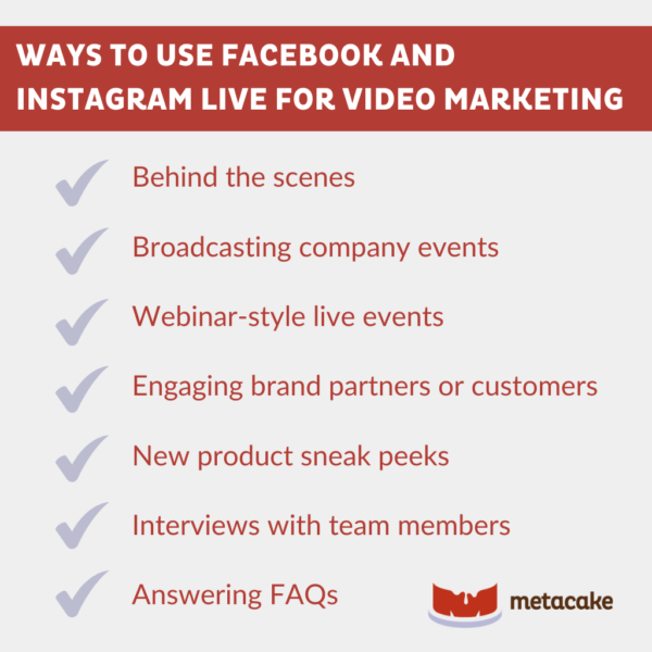 Graphic #2: THE METACAKE VIDEO MARKETING CHECKLIST FOR FACEBOOK AND INSTAGRAM LIVE