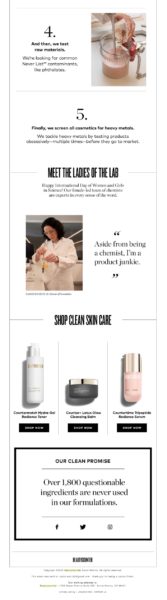 Example of an educational ecommerce brand email by Beauty Counter Part 2