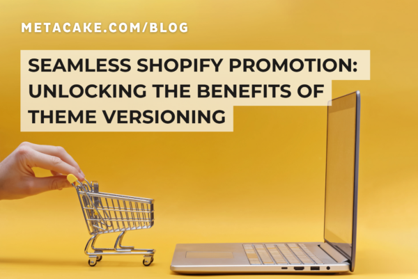 Shopping cart in front of laptop for Shopify promotion.