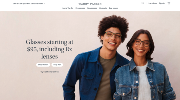 Warby Parker Hero Image Example