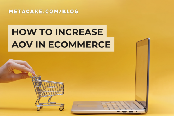 Laptop and shopping cart on how to increase average order value.